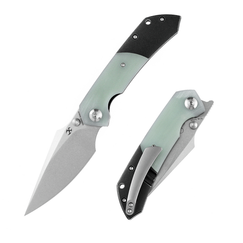 KANSEPT Fenrir Front Flipper/Thumb Stud Knife Jade G10  +Titanium Handle (3.48'' CPM-S35VN Blade) Greg Schob Design-K1034A5