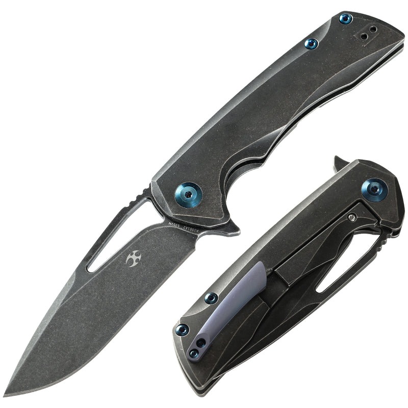 KANSEPT KRYO Thumb Hole Black Titanium Handle (3.58" CPM S35VN Blade) Kim Ning Design-K1001A2
