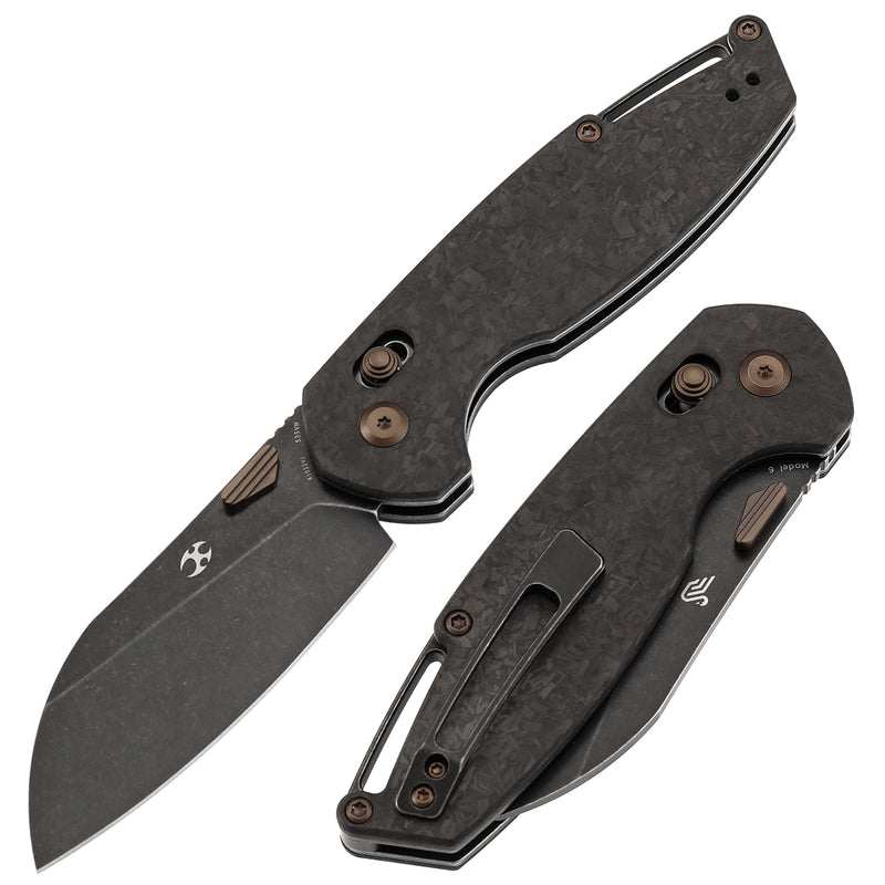 KANSEPT Model 6 Crossbar Lock Knife Shred Carbon Fiber Handle (3.1'' CPM S35VN Blade) Nick Swan Knives Design -K1022V1