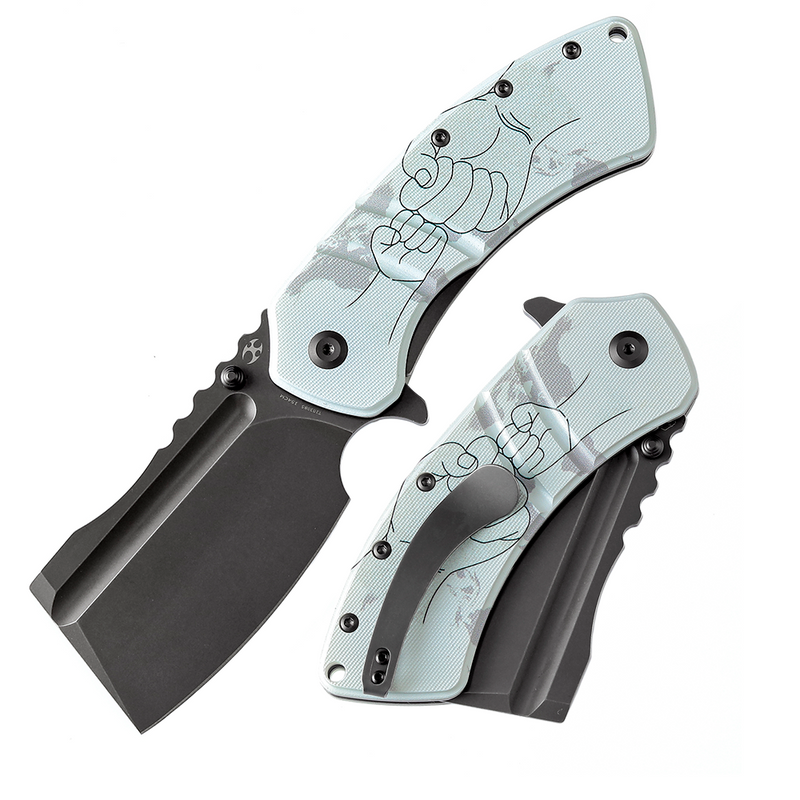 XL Korvid T1030B5 Stonewashed Anodized and 154CM Blade Jade G10 with Parent and Child Hands- Handle Designed by Koch Tools