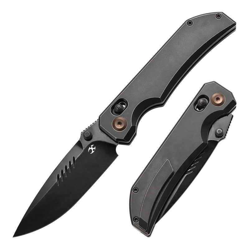 KANSEPT Eaglestrike Crossbar Lock Knife Blackwash Titanium Handle(3.73'' CPM S35VN Blade) James Lowe Design-K1095V2