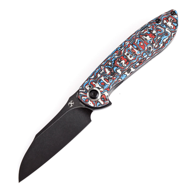 KANSEPT Prometheus Folding Knife White Blue Red Nebula Carbon Fiber Handle(3.29'' CPM S35VN Blade)D.O.C.K. Design-K1040A2