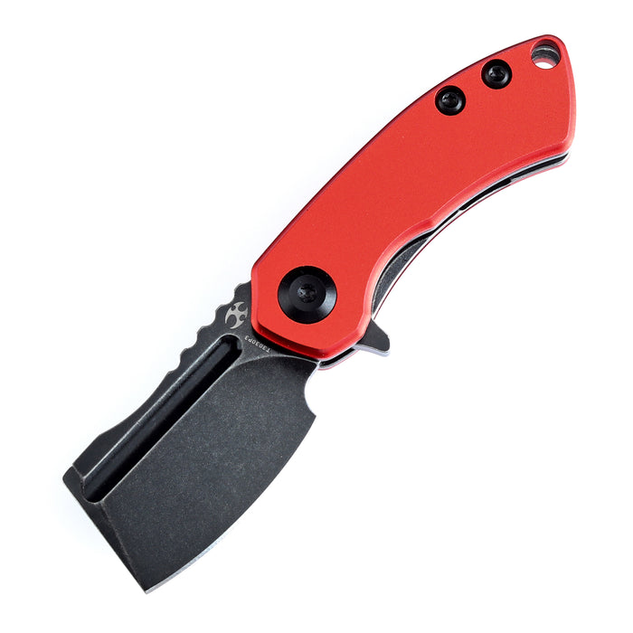 KANSEPT Mini Korvid  Flipper Knife Red Anodized Aluminum Handle (1.45'' Stonewashed 154CM Blade) Koch Tools Design-T3030P3