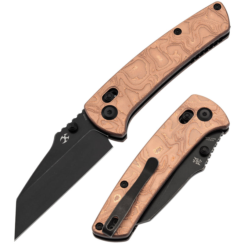 KANSEPT Main Street Crossbar Lock Knife G-10 with Copper Foil Handle(3.36" CPM S35VN Blade)Pinkerton Knives Design-K1015V2