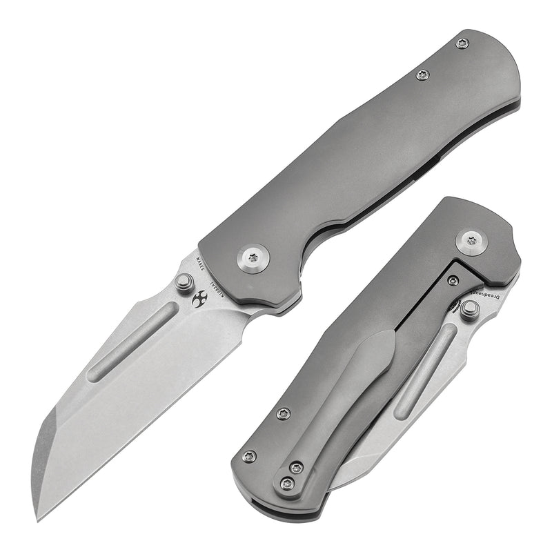 KANSEPT Dreadnaught Thumb Stubs Stonewashed Titanium Handle (3.49''CPM S35VN Blade ) Daniel Sparhawk Design -K1082A1