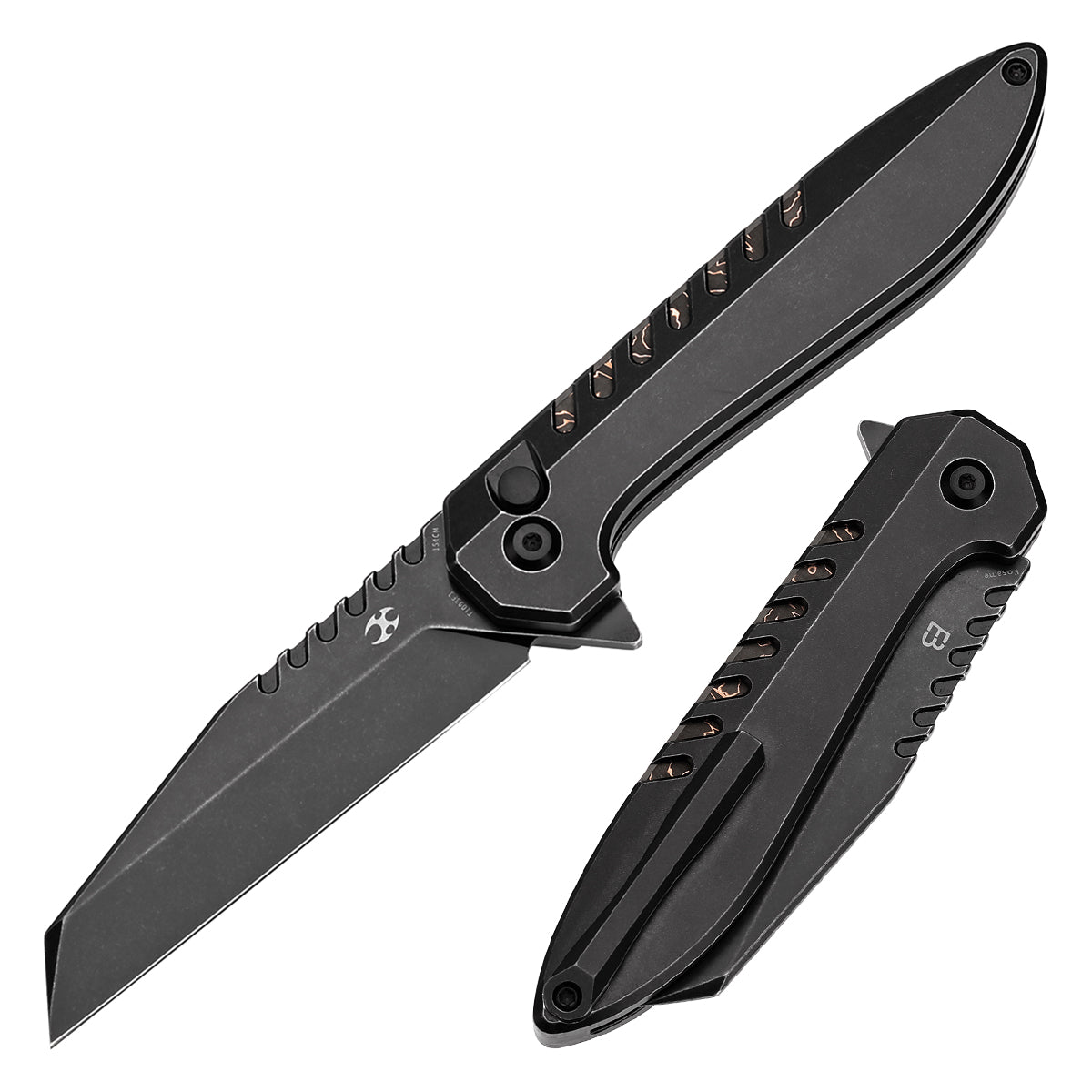 KANSEPT Kosame Button Lock Blackwash Titanium with Copper Carbon Fiber ...