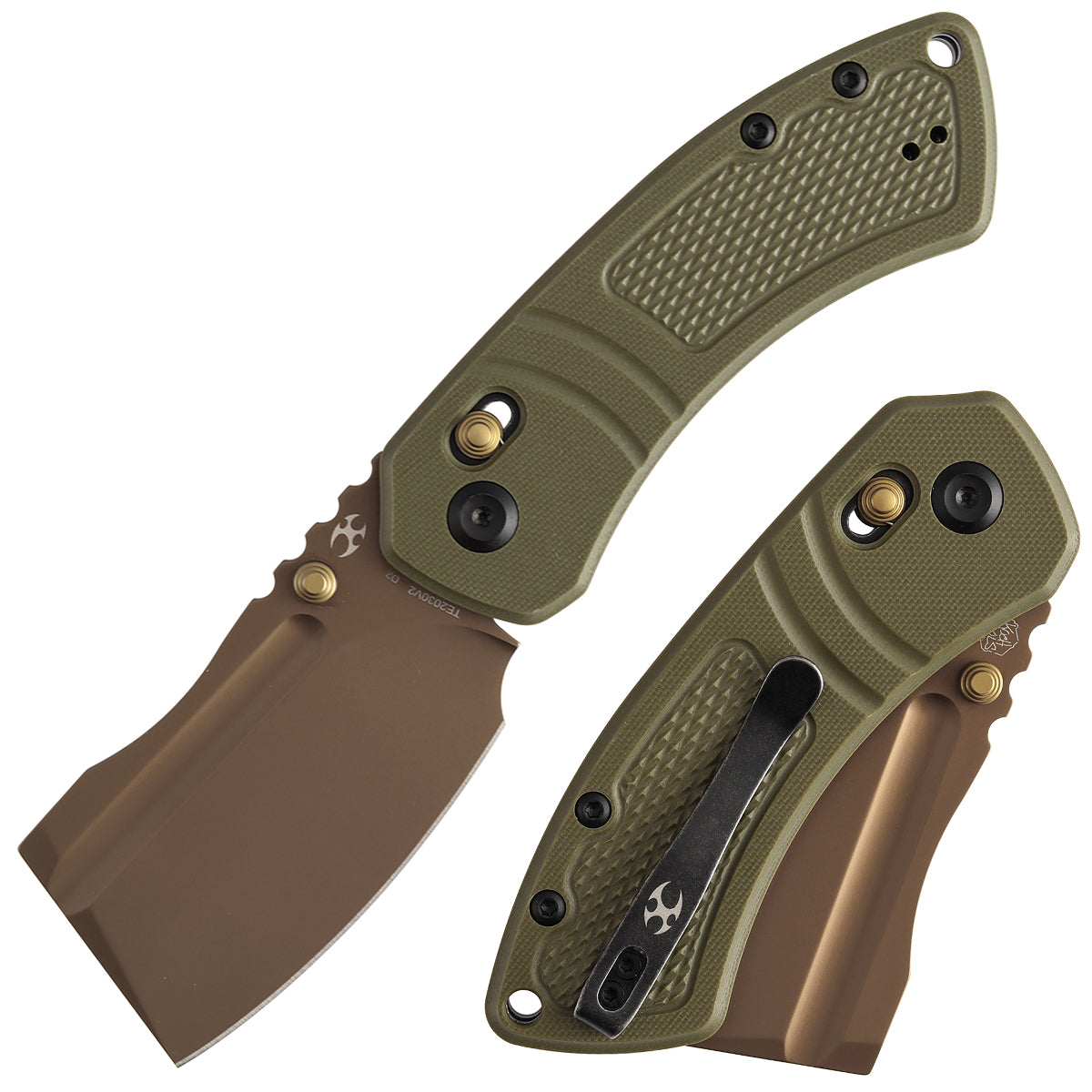 Kansept Korvid V | Crossbar Lock | Olive Green G10 with Diamond