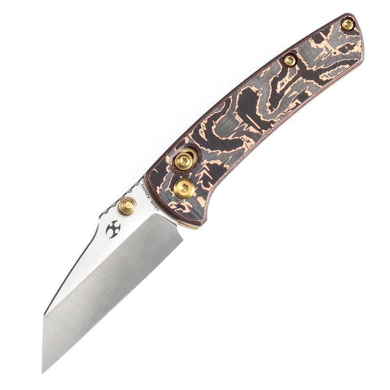 KANSEPT Little Main Street Cross Bar Lock Copper Carbon Fiber Handle (2.26'' CPM S35VN Blade) Dirk Pinkerton Design-K2015V2