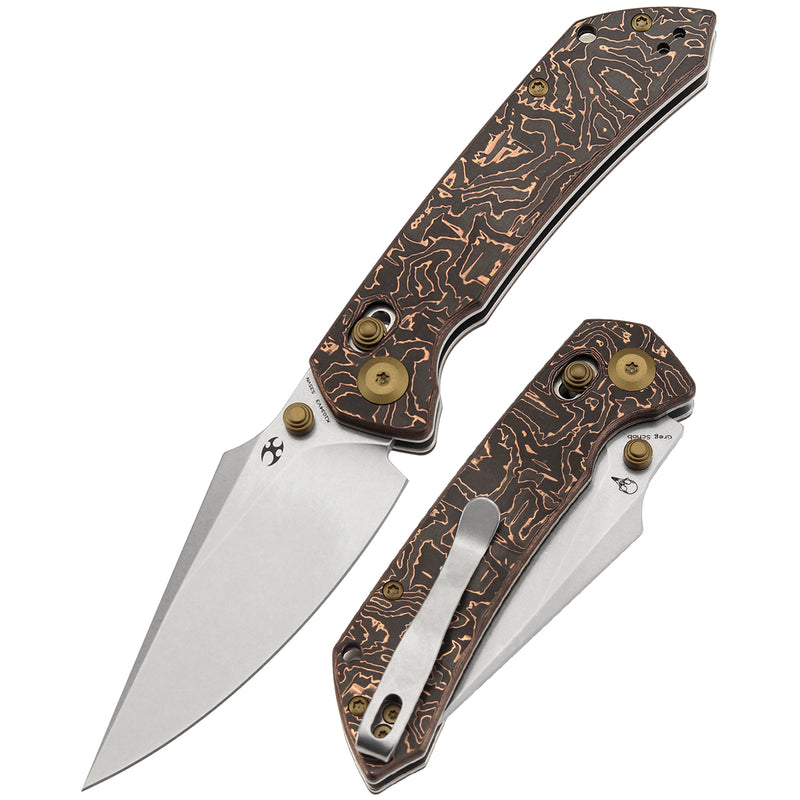 KANSEPT Fenrir Crossbar Lock Knife Copper Carbon Fiber Handle (3.48'' CPM S35VN Blade) Greg Schob Design - K1034V3