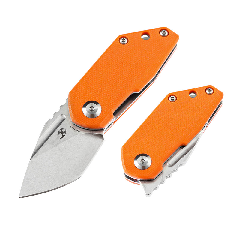 KANSEPT RIO Flipper Knife Orange G10 Handle (1.56'' M390 Blade)4T5 Design-K3044A4