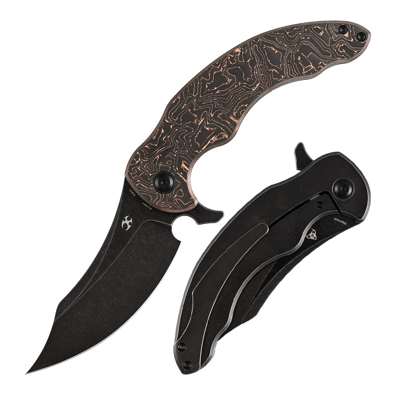 KANSEPT Gilgamesh Flipper Copper Carbon Fiber with Blackwash Titanium Handle ( 3.75" CPM S35VN Blade) Andreas Goltz Designed- K1128A4