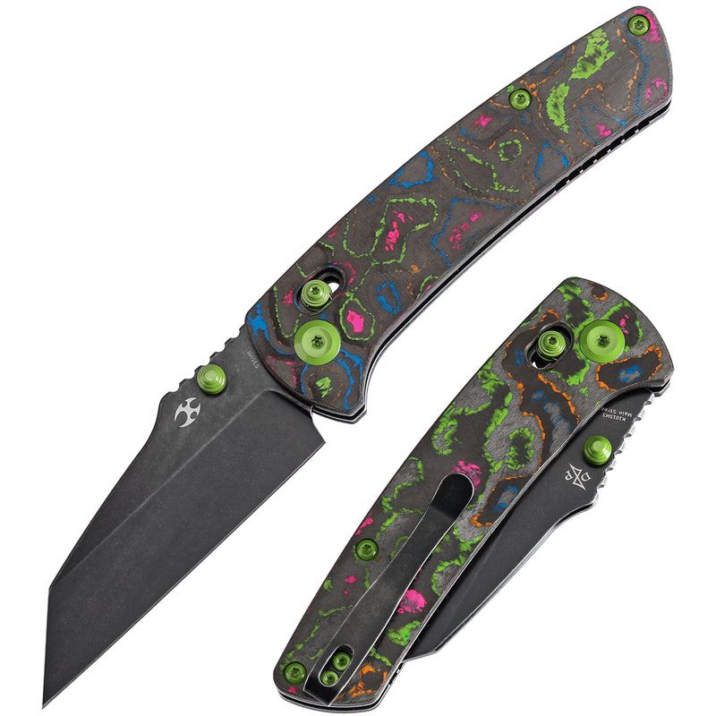 KANSEPT Main Street Thumb Studs/Crossbar Lock Knife 80S Camo Carbon Fiber Handle(3.36''CPM S35VN Blade) Dirk Pinkerton Design-K1015M3
