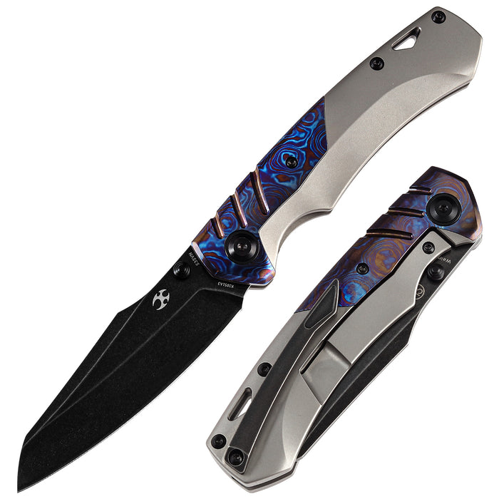 KANSEPT Weim Thumb Studs Knife Timascus+Titanium Handle (3.28''CPM S35VN Blade)Jonathan Styles Design-K1051A3