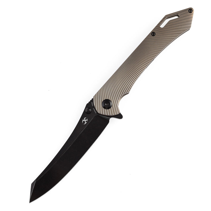 KANSEPT Colibri Tech Flipper/Thumb Hole Knife Bronze Anodized Titanium Handle (4.34'' Black CPM-S35VN Blade) Kmaxrom Design -K1060A5