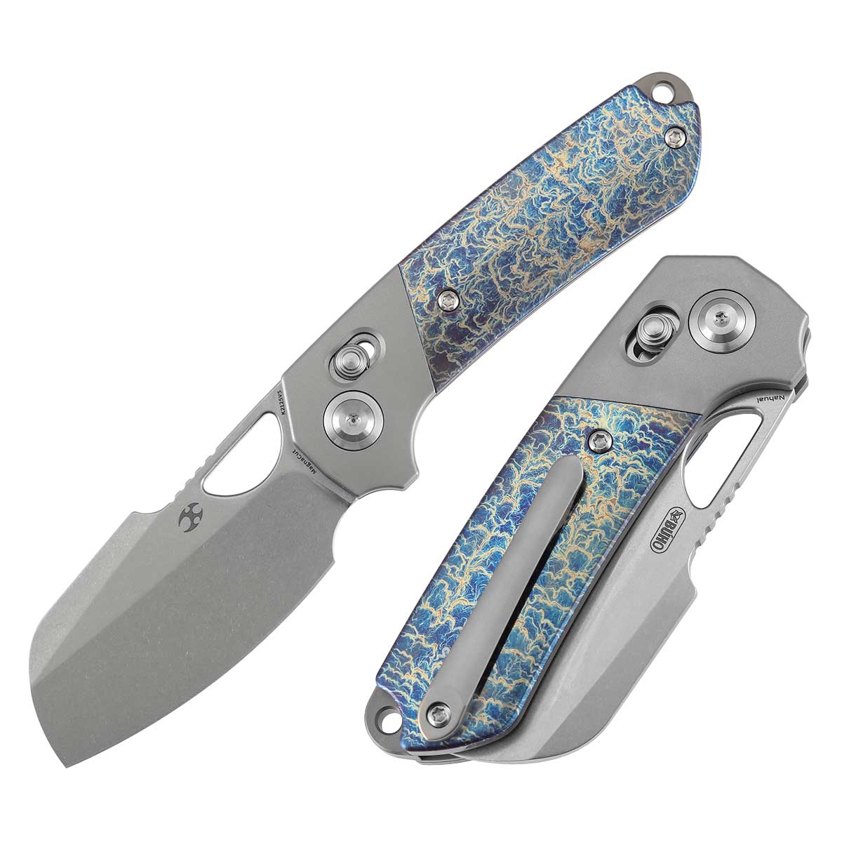 Kansept Nahual | Crossbar Lock | Beadblasted Titanium & Lightning Stri ...