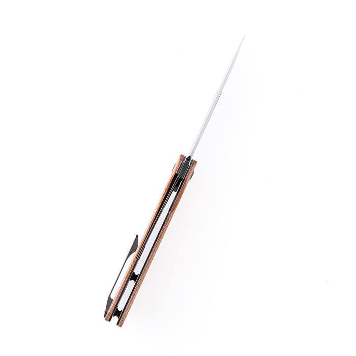 KANSEPT Prickle Flipper Knife Brown Micarta Handle (3.53''154CM Blade) Max Tkachuk Design-T1012A5