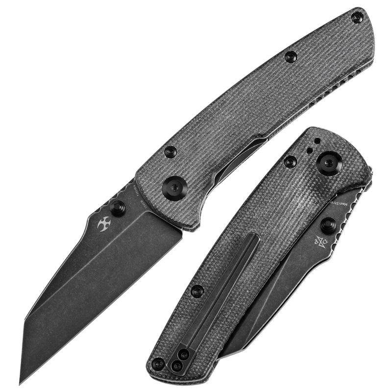 KANSEPT Main Street Thumb Stubs Black Micarta Handle (3.36'' 154CM Blade) Dirk Pinkerton Design-T1015E4