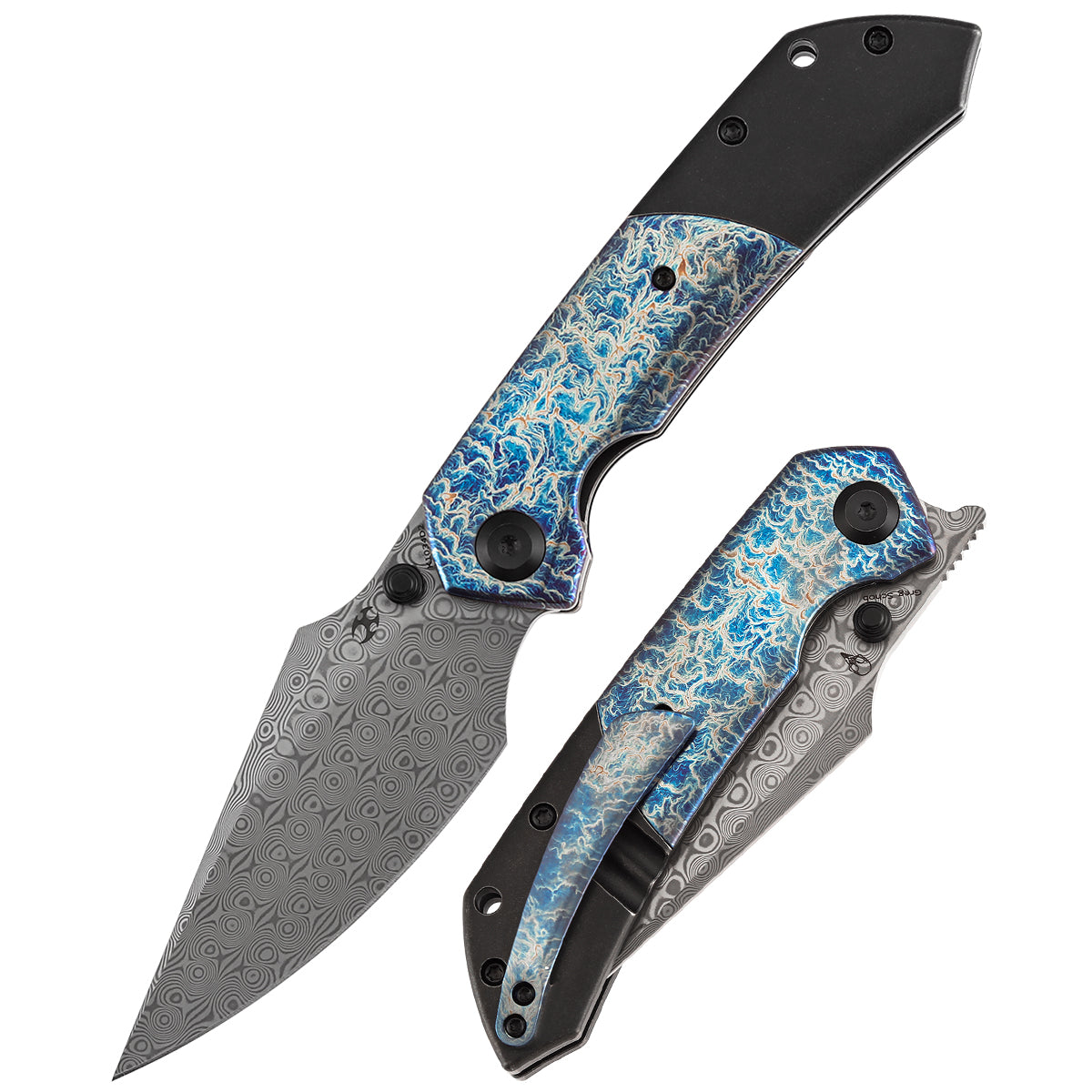 KANSEPT Fenrir Liner Lock Blackwash Titanium with Lightning Strike