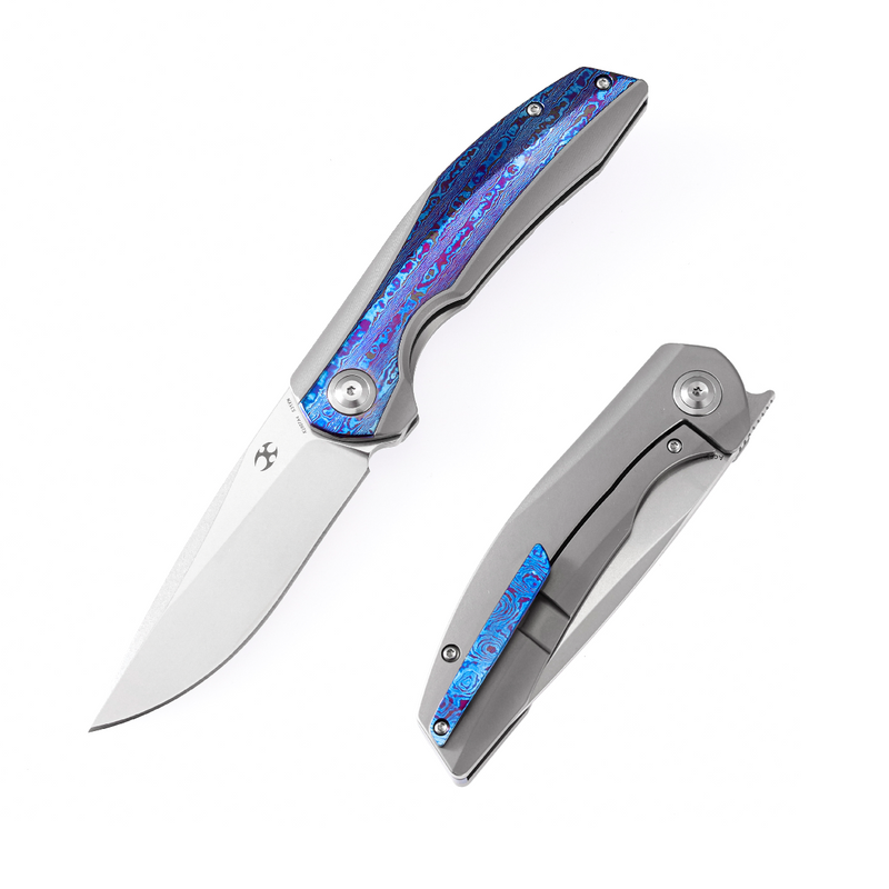 KANSEPT Accipiter  Flipper Knife Titanium +Timascus  Handle (3.5'' CPM-S35VN Blade)Kim Ning Design -K1007A4