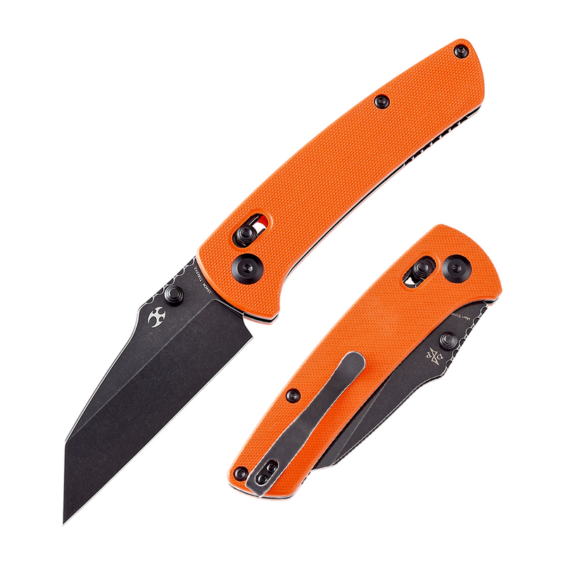 KANSEPT Main Street Thumb Studs/Crossbar Lock Knife Orange G10 Handle (3.36''154CM Blade) Dirk Pinkerton Design-T1015V2
