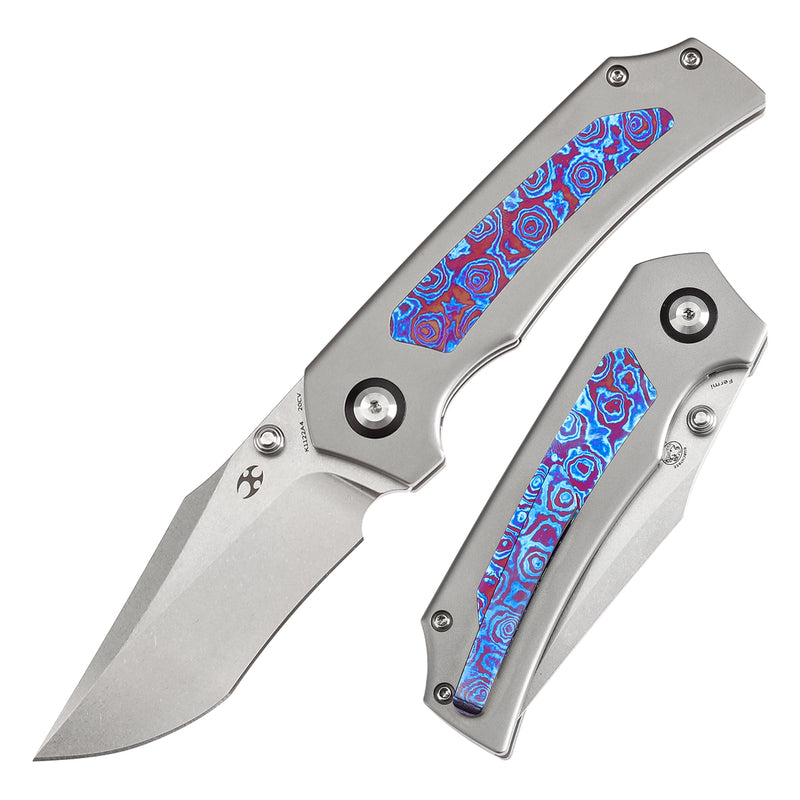 KANSEPT Fermi Timascus Handle (3.11" CPM 20CV Blade) Burchtree Designs-K1122A4