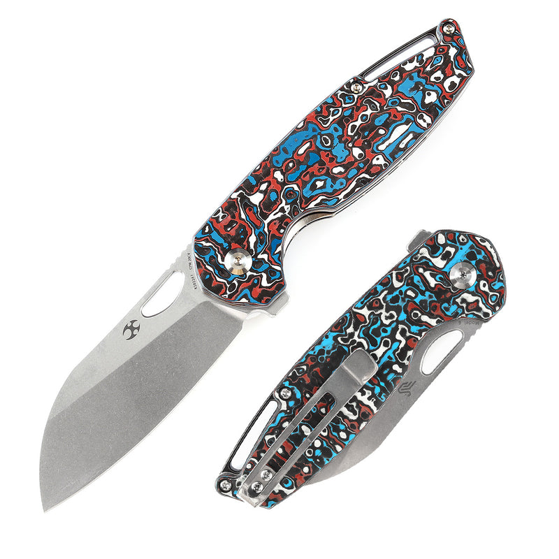 KANSEPT Model 6 Flipper/Thumb Hole Knife Carbon Fiber Handle (3.1'' CPM 20CV Blade) -K1022A7