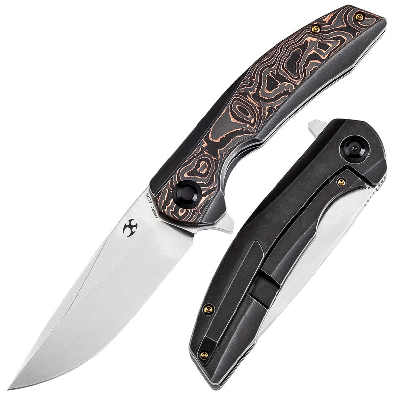 KANSEPT Accipiter Titanium and Copper Carbon Fiber Handle (3.50" CPM S35VN Blade) Kim Ning Design-K1007E2