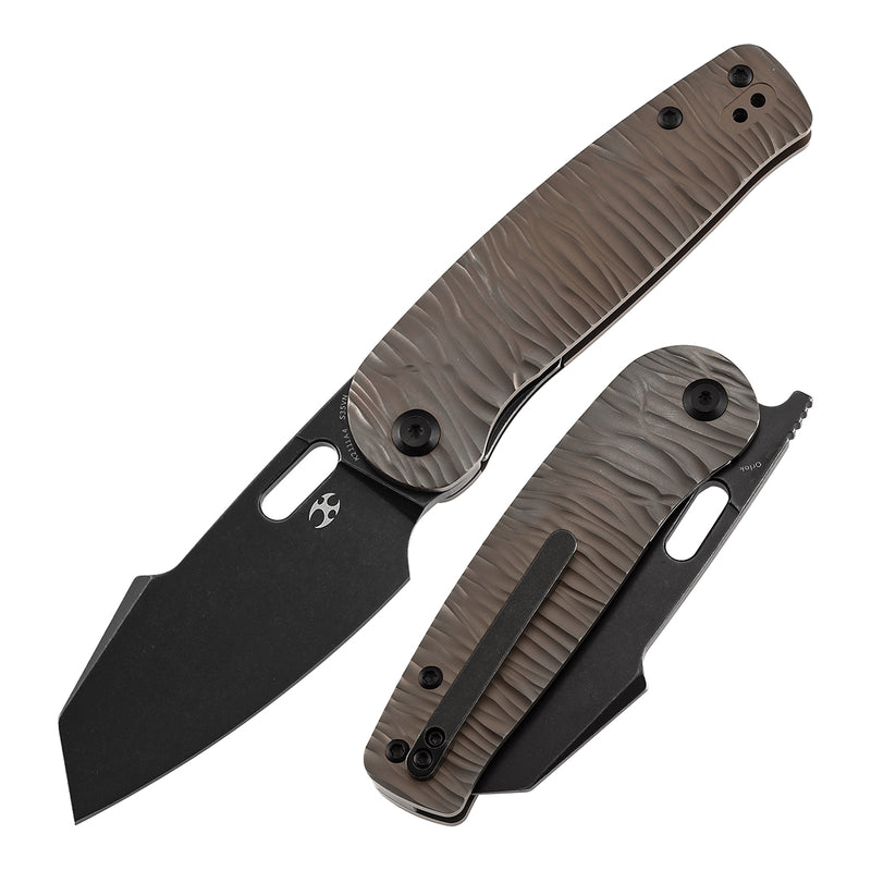 KANSEPT Orlok Thumb Hole Bronze Anodized Titanium with Micro Rock Texture(3.03" CPM S35VN) Terry Cour II Design- K2111A4
