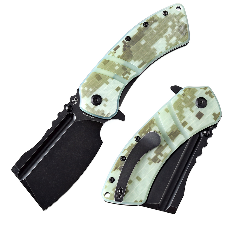 XL Korvid T1030B2 Black Stonewashed 154CM Blade Jade and Camouflage G10 Handle Designed by Koch Tools