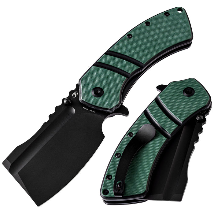 KANSEPT XL Korvid Flipper Knife Green and Black G10 Handle(3.55'' 154CM Blade)Koch Tools Design-T1030A1