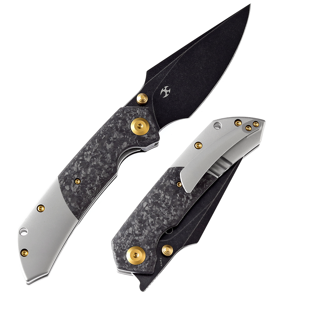 KANSEPT Fenrir --Left Handed Flipper Knife Shred Carbon