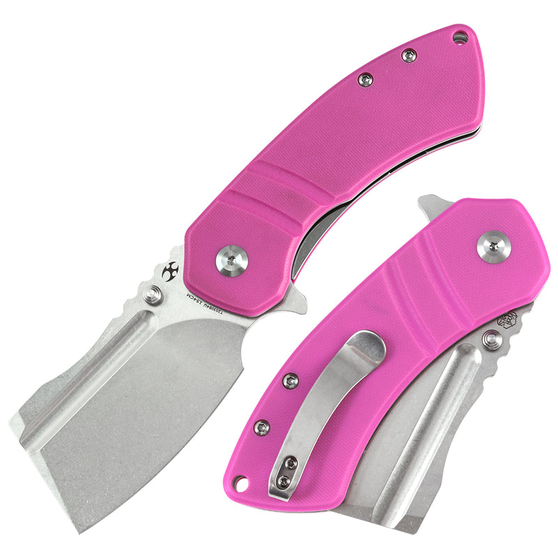 KANSEPT M+ Korvid Thumb Studs/Flipper Knife Pink G10 Handle (3.07'‘ 154CM Blade ) Koch Tools Design-T2030B4U