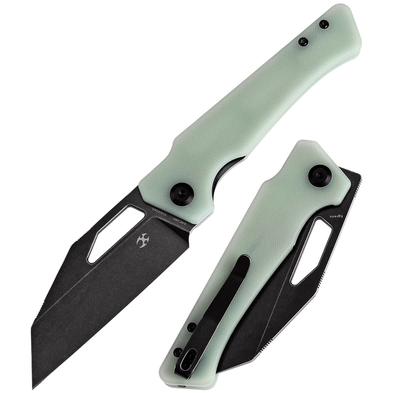 KANSEPT Egress T1033A6 Black Stonewashed 14C28N Jade G10 Handle with Nitch Designs Design