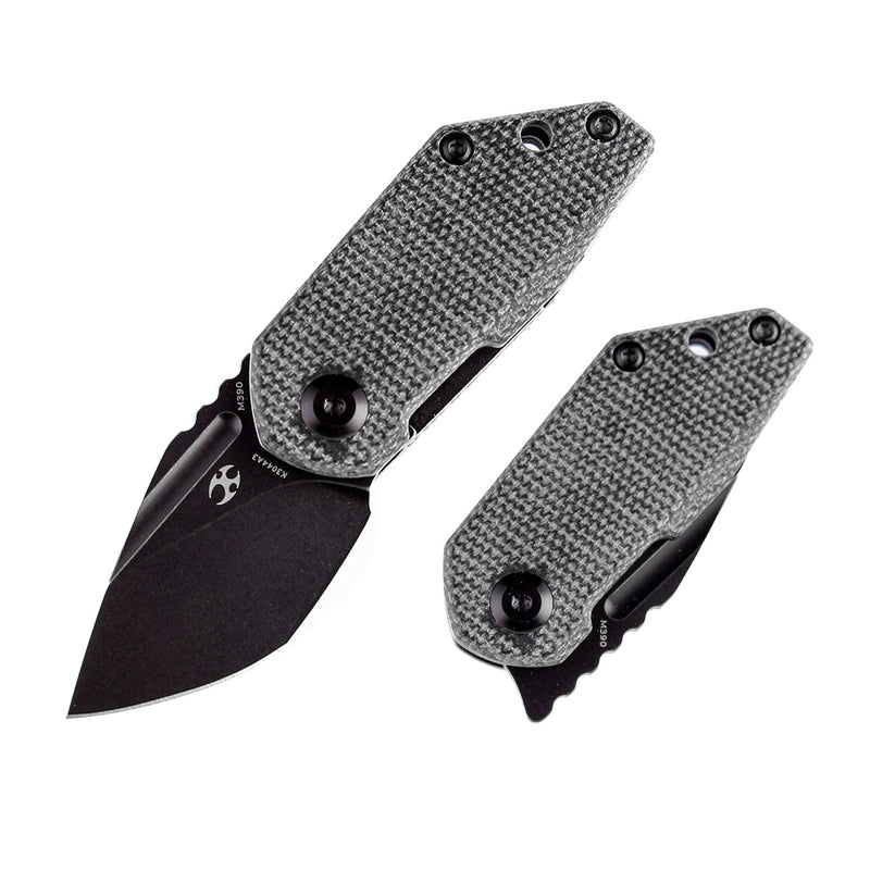 KANSEPT RIO Flipper Knife Black Micarta Handle (1.56'' M390 Blade)4T5 Design-K3044A3