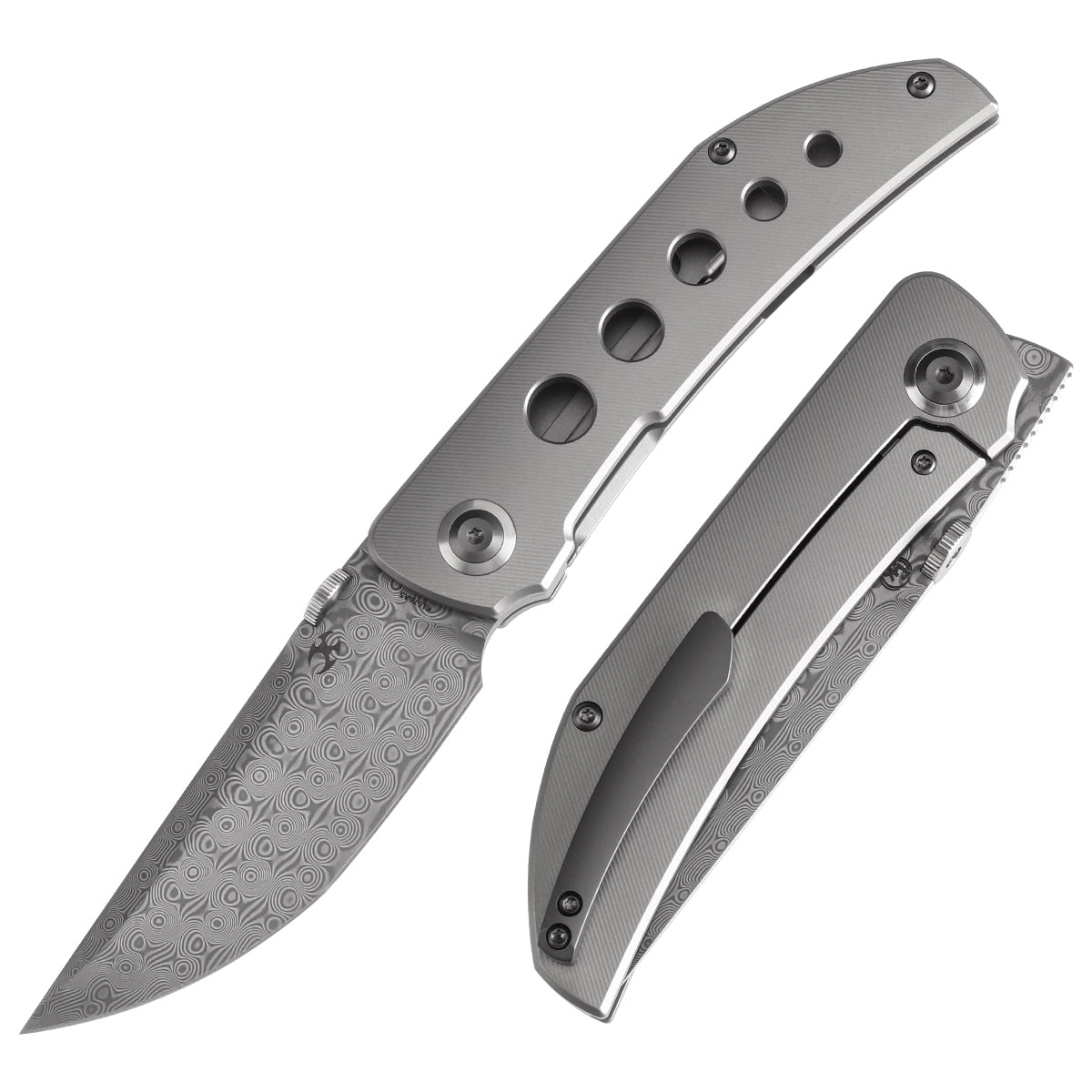 KANSEPT Tarkin Frame Lock Knife Bead Blasted Titanium with Holes