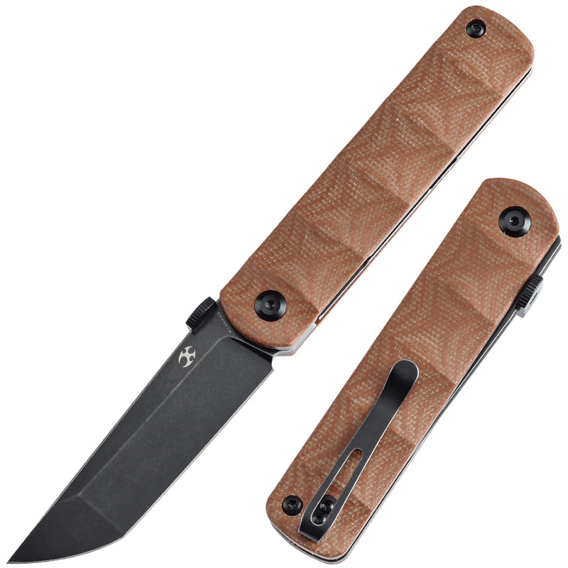 KANSEPT BTF Thumb Disc Knife Brown Micarta Handle (3.24'' CPM S35VN Blade)Rolf Helbig-K1064A5