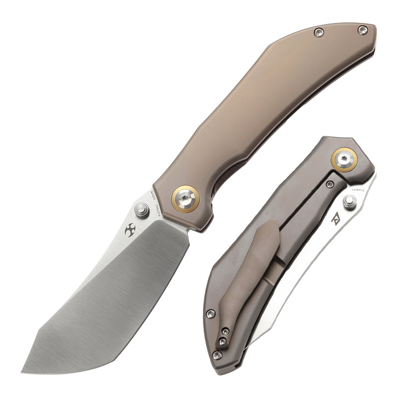 KANSEPT Tipper Thumb Stub Knife Bronze Anodized Titanium Handle(3.38'' CPM S35VN Blade)Edgy Bladeworks Design-K1079A2