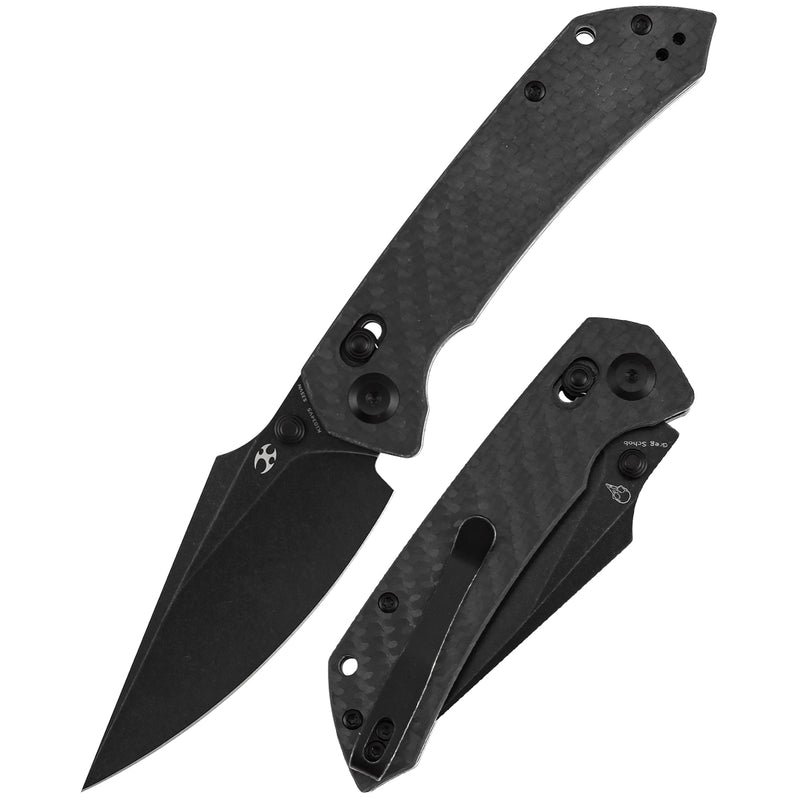 KANSEPT Fenrir Crossbar Lock Knife Twill Cabrbon Fiber Handle (3.48'' CPM S35VN Blade) Greg Schob Design - K1034V5