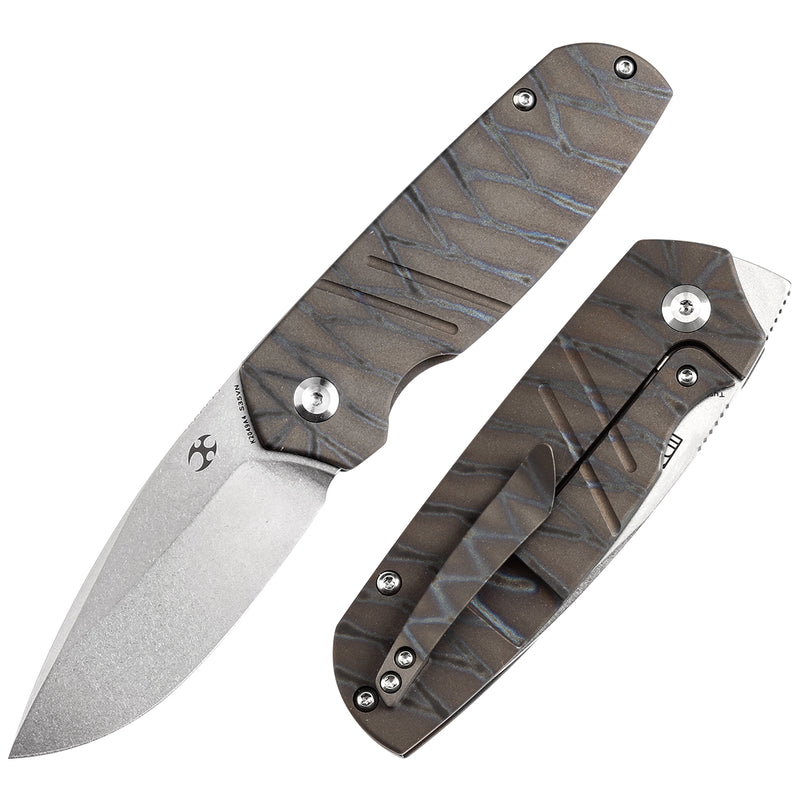KANSEPT Turaco K2049A4 Stonewashed CPM-S35VN Blade Tiger Stripe Flamed Titanium Handle Jared Price Design