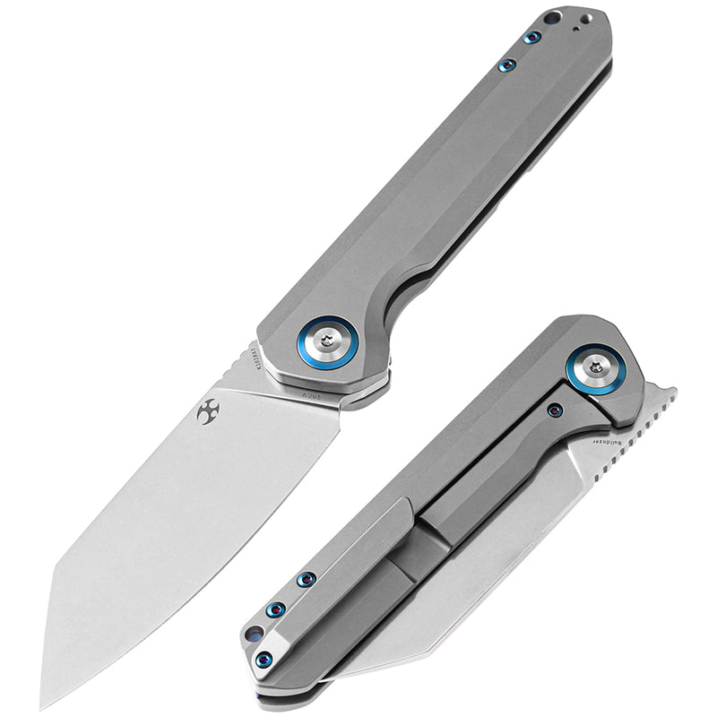 KANSEPT Bulldozer Front Flipper Plain Titanium Handle (3.56" CPM-20CV Blade)Kim Ning Design-K1028A1