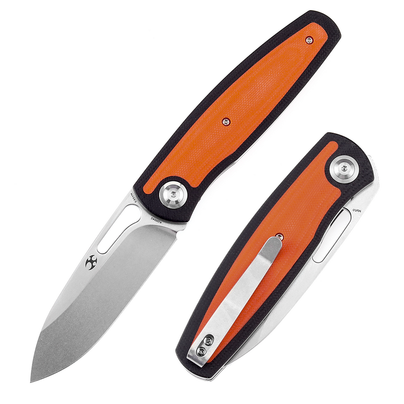 KANSEPT Mato K1050A2 Stonewashed CPM-S35VN Blade Black and Orange G10 Handle with Villella Knives Design