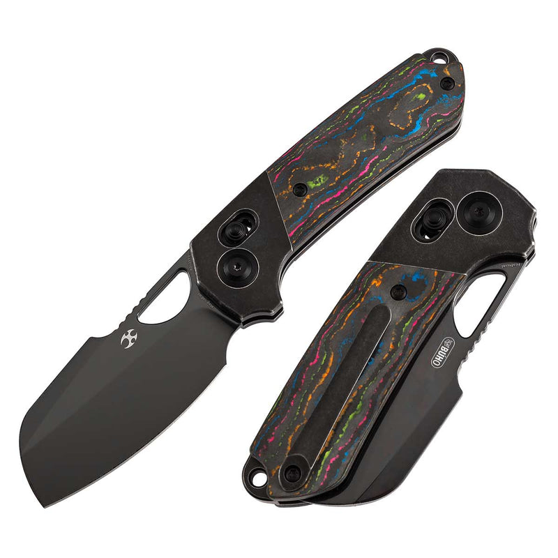 KANSEPT Nahual Crossbar Lock Knife Blackwash Titanium with 80S Camo CarbonHandle(2.95" Mirror DLC  Magnacut Blade) Javier Garcia Design-K2125V1