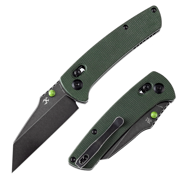 KANSEPT Main Street Thumb Studs/ Crossbar Lock Kinfe Green Micarta Handle (3.36'' 154CM Blade) Dirk Pinkerton Design-T1015V6