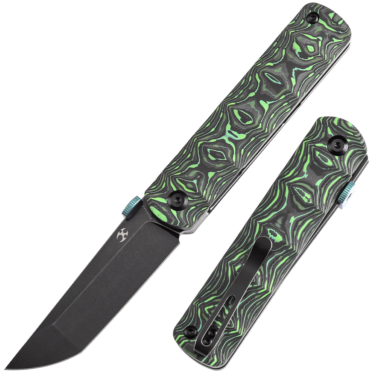 KANSEPT BTF Thumb Disc Knife Grass Green Carbon Fiber Handle (3.24'' C ...