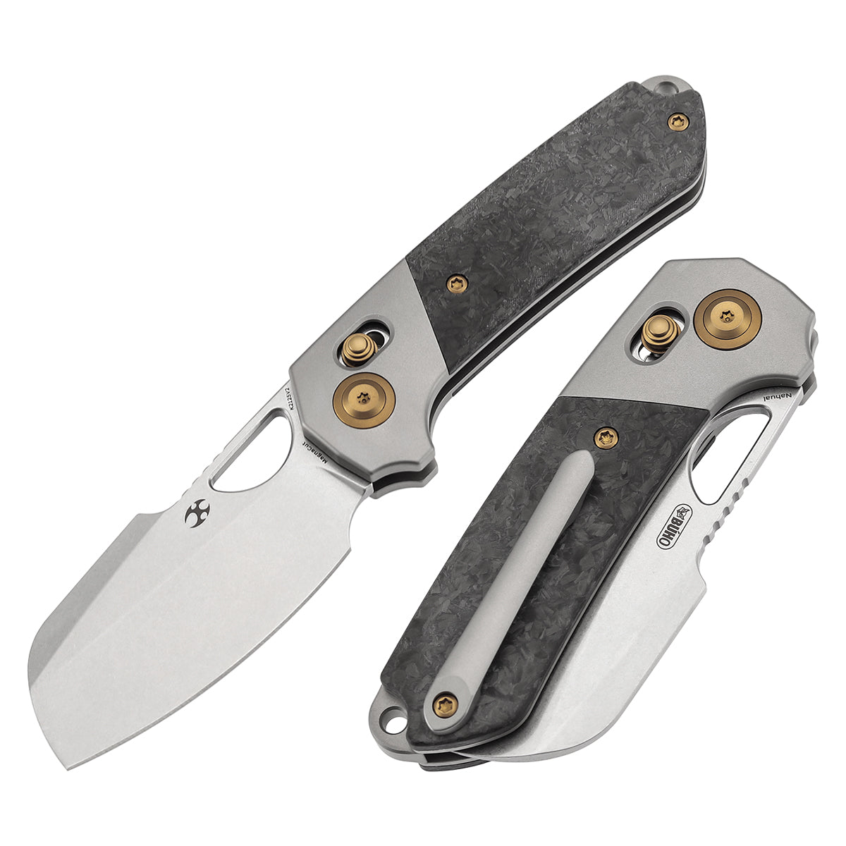 KANSEPT Nahual Crossbar Lock Knife Beadblasted Titanium with Shred