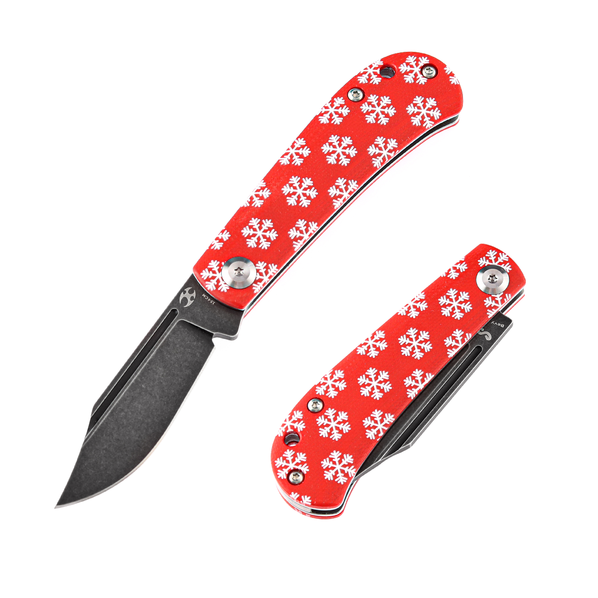KANSEPT Bevy Slip Joint Knife Red G10 Snowflake Print Handle (2.9