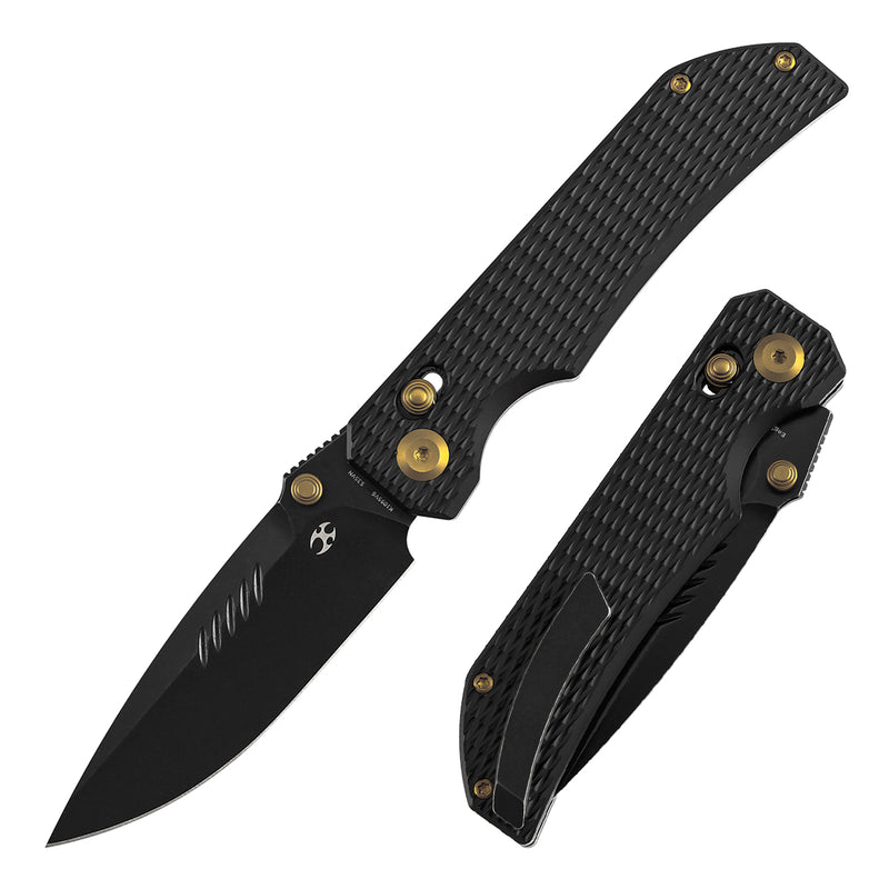 KANSEPT Eaglestrike Crossbar Lock Knife Black Anodized Titanium with Diamond Pattern Handle(3.73'' CPM S35VN Blade) James Lowe Design-K1095V6