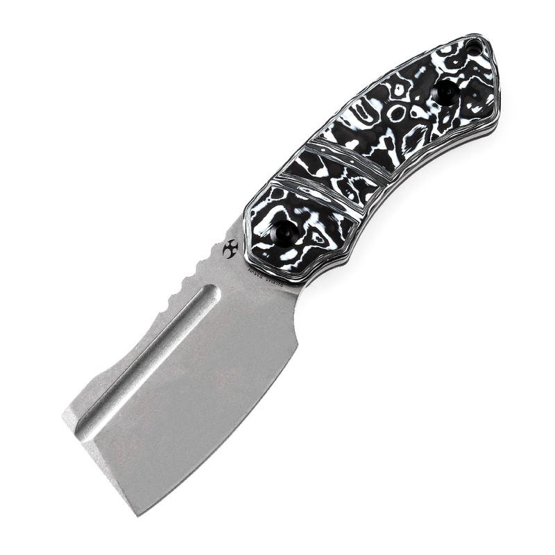 KANSEPT Korvid S Fixed Blade Black & White Carbon Fiber + Kydex Sheath Handle (2.9" CPM-S35VN Blade) Koch Tools -G2030A5