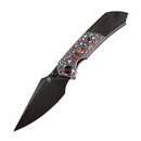 Fenrir K1034A10 Black Stonewashed CPM-S35VN Blade Black Stonewashed Titanium + Red Black White Carbon Fiber Handle with Sparrow knife Co Design