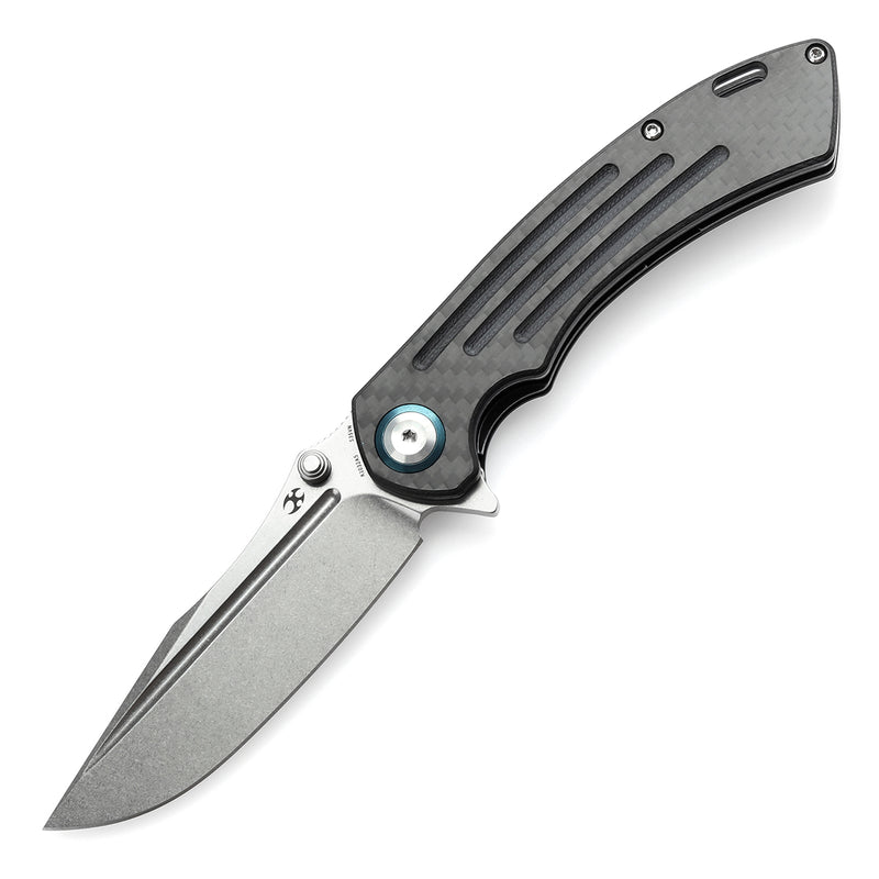 KANSEPT Pretatout Thumb Stub Flipper Carbon Fiber and G10 Handle (3.56“ CPM S35VN Blade) with Kmaxrom Design-K1032A5